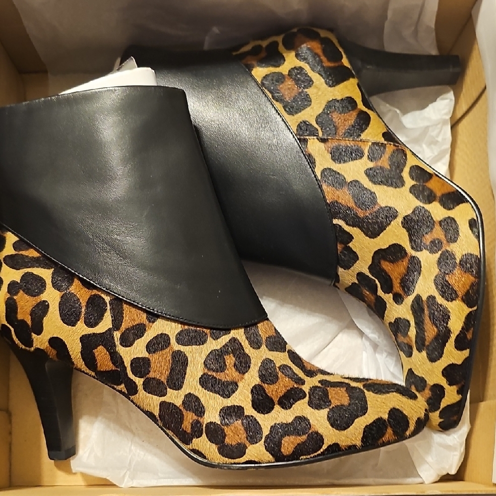 Chico's Brown and Black Heeled Boots with Modern Silhouette